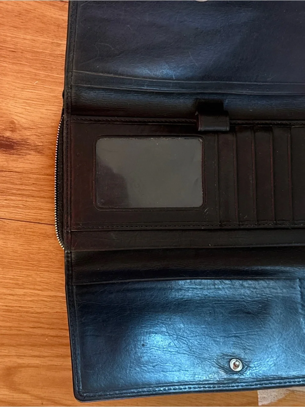Vintage Coach Smooth Black Leather Multifunction Wallet With Embossed Logo